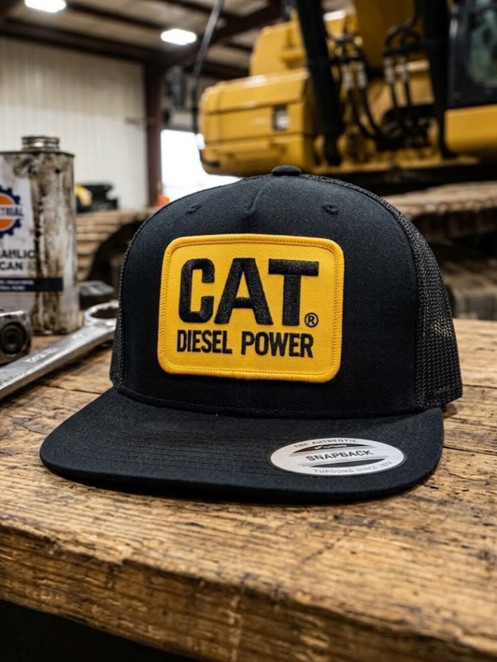 Retro Diesel Power Hat Heavy Equipment Patch Black Yupoong Flat Bill Snapback Ca